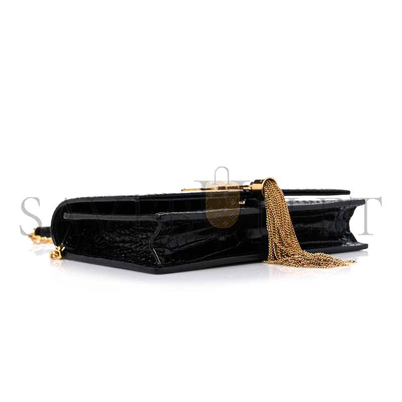 Y*L kate monogram tassel chain wallet in calfskin crocodile embossed 452159dnd1j1000 (19*12.5*4cm)